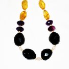 ST543       Smoky Quartz and Amethyst  Necklace in Sterling Silver