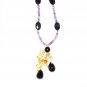ST544       Smoky Quartz, Onyx and Amethyst  Necklace in Sterling Silver