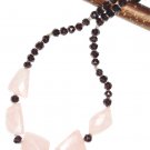 ST545       Rose Quartz and Garnet  Necklace in Sterling Silver