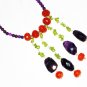 ST547       Carnelian, Amethyst, and Peridot  Necklace in Sterling Silver