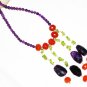 ST547 Carnelian, Amethyst, and Peridot Necklace in Sterling Silver