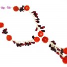 ST548       Garnet, Carnelian, and Amethyst  Necklace in Sterling Silver