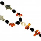 ST550       Onyx and Smoky Quartz  Necklace in Sterling Silver