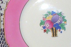 Rutland, Wheildon Ware F. Winkle Plates (2) Vintage Hot Pink Rim with Gold Trim FREE SHIPPING!