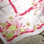 Vintage Printed Table Cloth Red & Green Fruits and Vines on White Linen FREE SHIPPING!