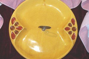 California USA Gold Platter / Plate with Ring Handle #693 FREE SHIPPING!