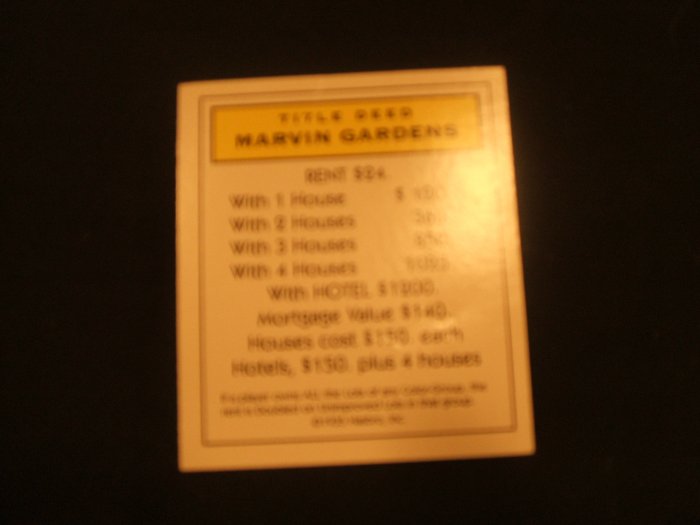 Parker Brothers Monopoly Deed Card Atlantic Ave