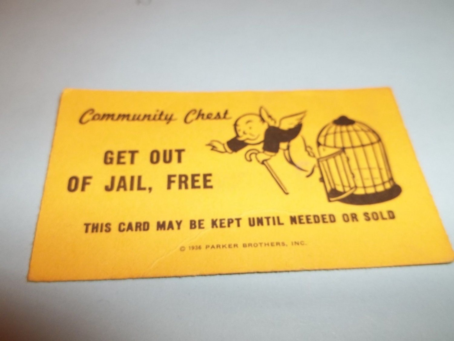 Community Chest GET OUT OF JAIL, FREE Card From 1974 Game Used Clean