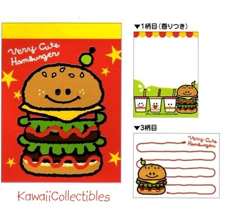 Kawaii Kamio Japan Very Cute Hamburger Mini Memo Pad NEW