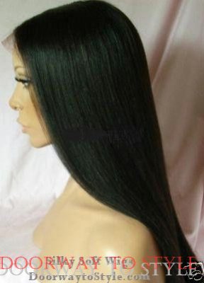 16" #1b---Yaki Straight 100% Indian Remy Full Lace Wig
