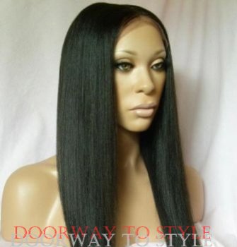 18" #1b---Yaki Straight 100% Indian Remy Full Lace Wig