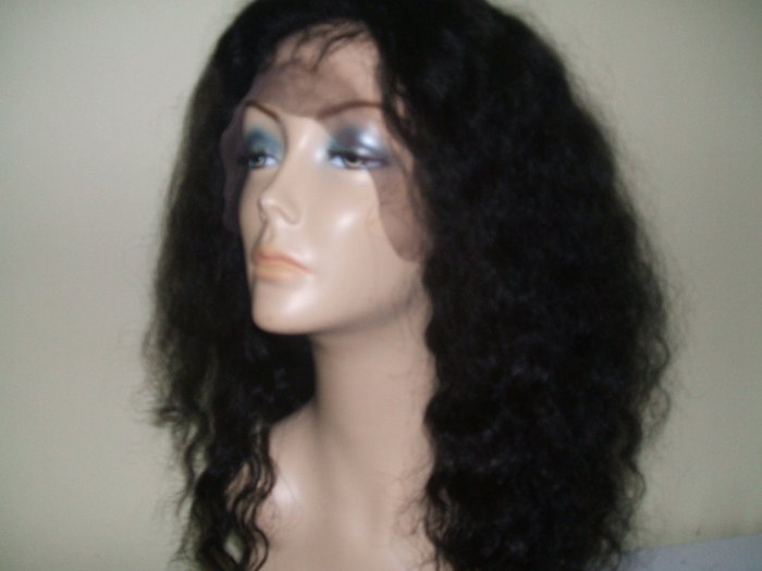 18" #1---Deep Wave 100% Indian Remy Full Lace Wig