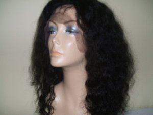 18" #2---Deep Wave 100% Indian Remy Full Lace Wig
