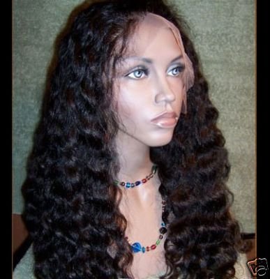 14" #1---/Curly Deep Wave 100% Indian Remy Full Lace Wig