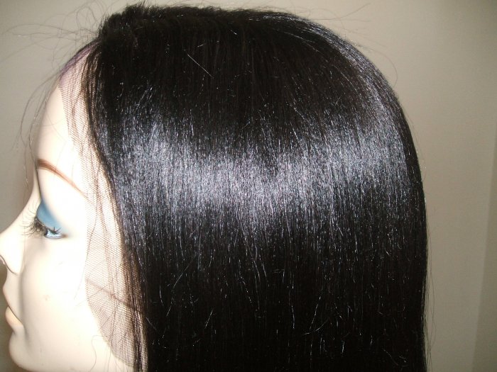 14" Full Lace Wig, 100% Indian Remy Silky Straight #1B Off Black