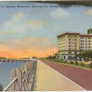 Murray Boulevard., Charleston, SC Postcard Fort Sumter Hotel and Docks 1940   #0077