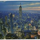 Twilight Birds eye view Empire State Building New York over-sized postcard circa 1950s   #0324