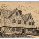 John Ward House Salem, MA Black and White Drawing Postcard  #0349
