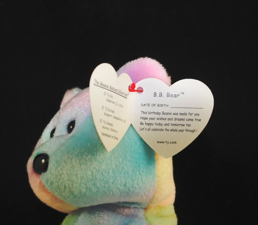 Ty B.B. Bear The Birthday Bear Retired Beanie Baby 4253