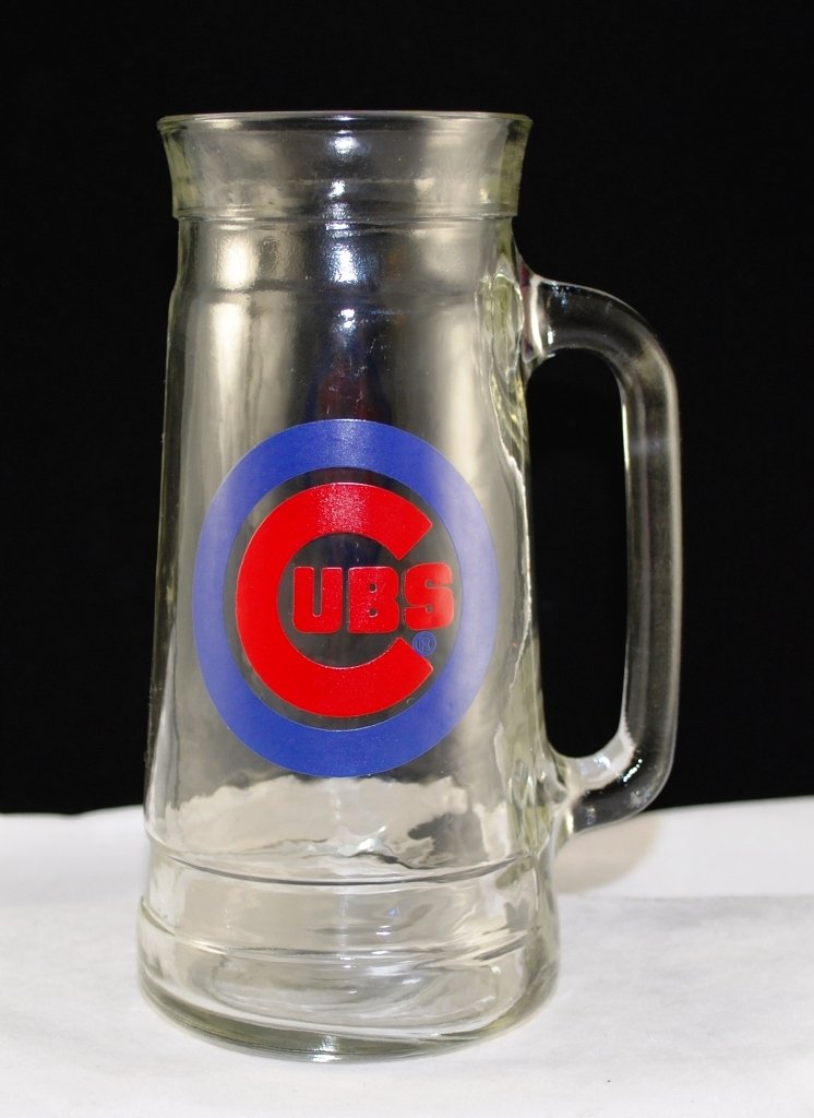 Vintage Chicago Cubs Tall Glass Beer Mug Souvenir