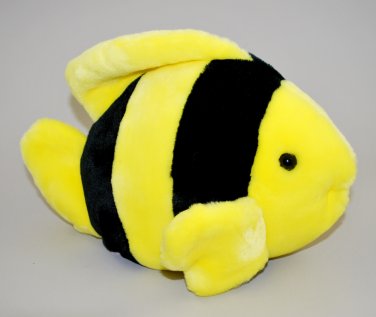 1998 TY BEANIE BUDDY COLLECTION 11" BUBBLES THE BLACK & YELLOW ANGEL FISH 