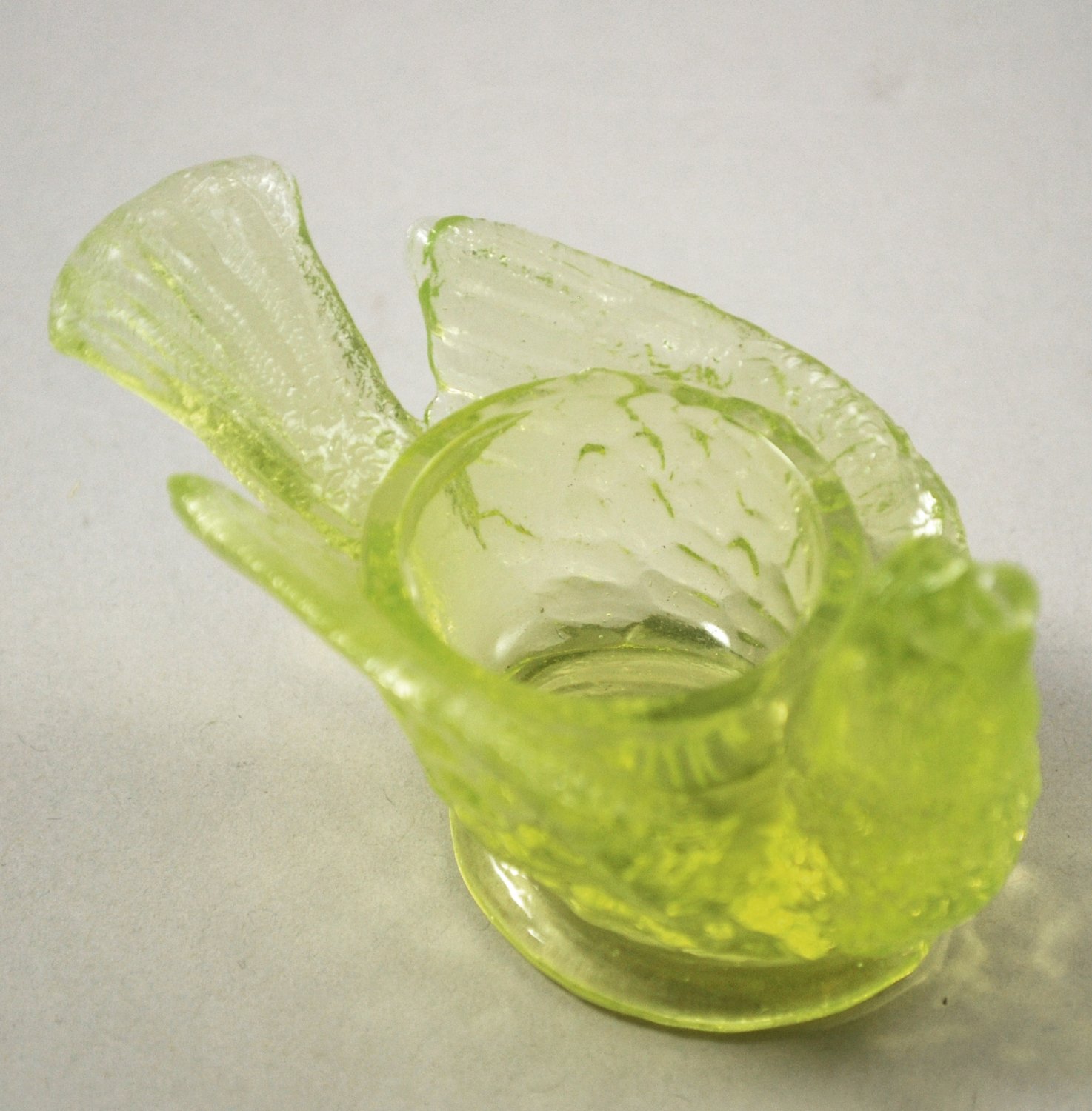 Degenhart Vintage Glass Bird and Berry Light Yellow Salt Dip Cellar