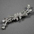 Rhinestone Ribbon Bow in Silvertone Setting Vintage Jewelry Brooch or Pin
