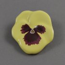 1981 Avon Vintage Yellow Porcelain Pansy Pin Brooch w/ Mother's Day Gift Card