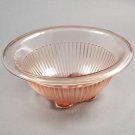 Federal Fine Rib Pink Glass Square Base Small Round Mixing Bowl Rolled Edge