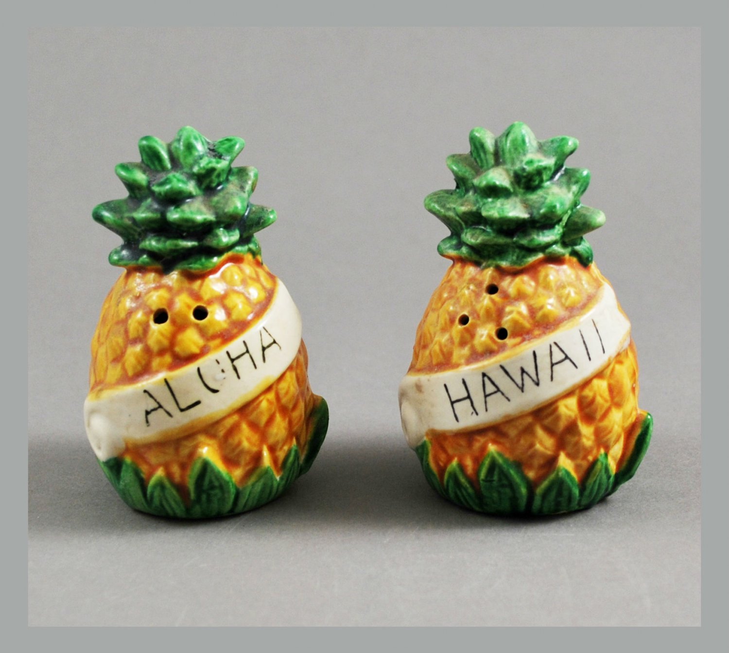 Vintage Aloha Hawaii Salt & Pepper Shakers Pineapple Souvenir