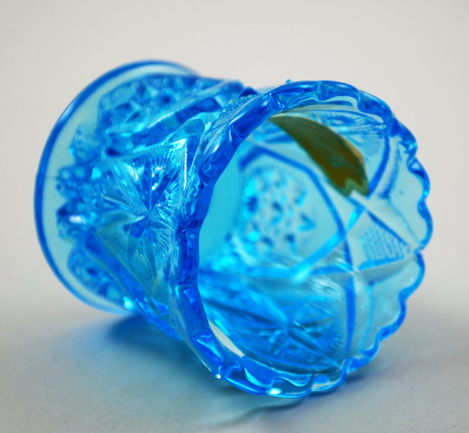 Kemple Vintage Yutec Blue Glass Toothpick Holder