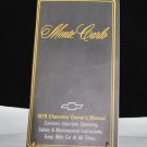 1979 Monte Carlo Original  General Motors Owners Manual