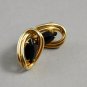 Vintage Black Faceted Stone Screw Back Earrings in Goldtone Setting
