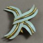Vintage Baby Blue and Goldtone Metal Brooch Pin