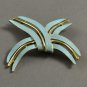 Vintage Baby Blue and Goldtone Metal Brooch Pin