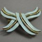 Vintage Baby Blue and Goldtone Metal Brooch Pin