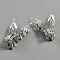 Vintage Clear Rhinestones Clip Earrings in Wing Silvertone Setting