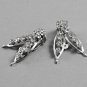 Vintage Clear Rhinestones Clip Earrings in Wing Silvertone Setting
