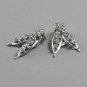 Vintage Clear Rhinestones Clip Earrings in Wing Silvertone Setting