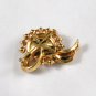 Vintage Brooch Pin Pendant Goldtone  Ribbon Bow Design Red Rhinestones