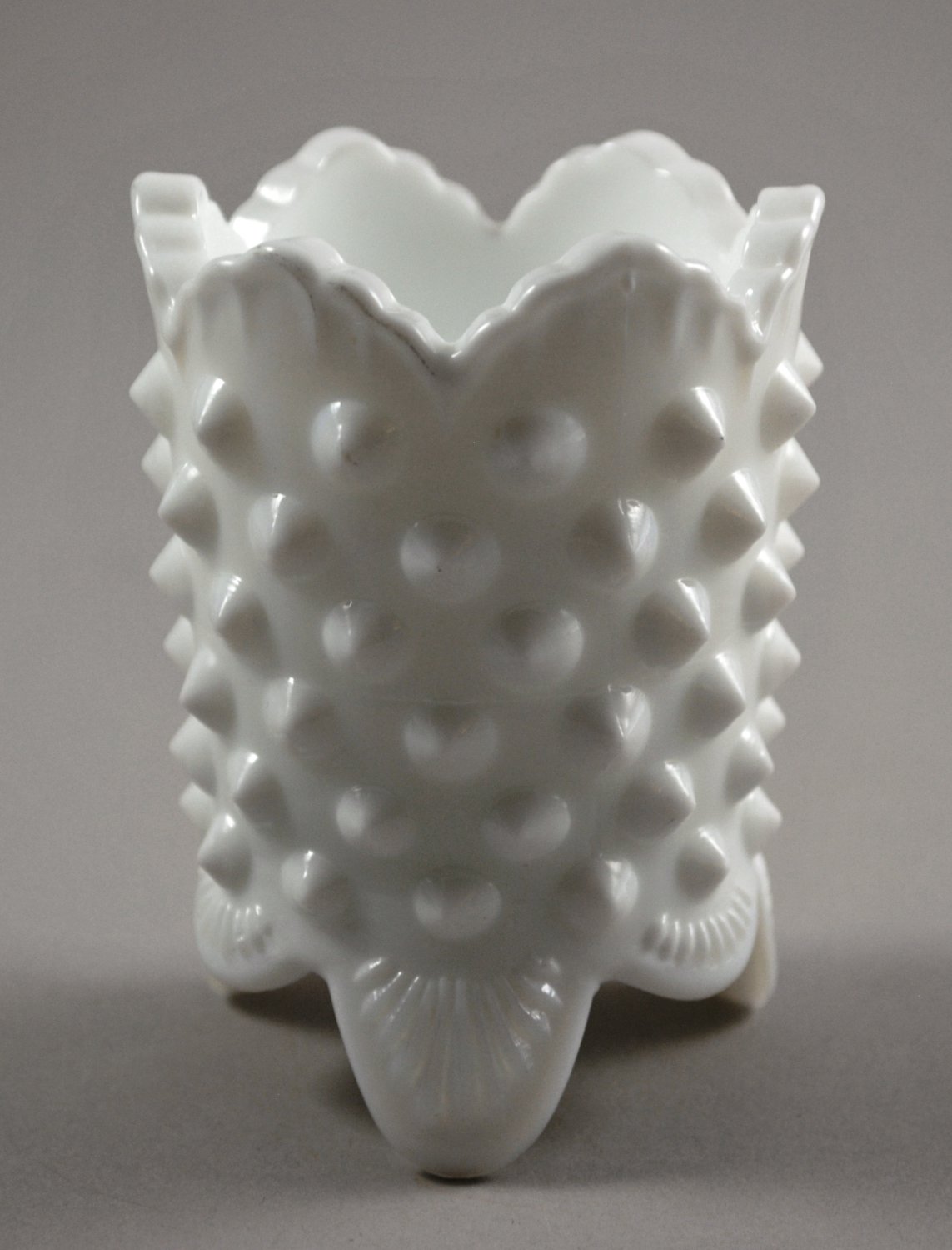 Fenton White Milk Glass Footed Hobnail Toothpick Holder
