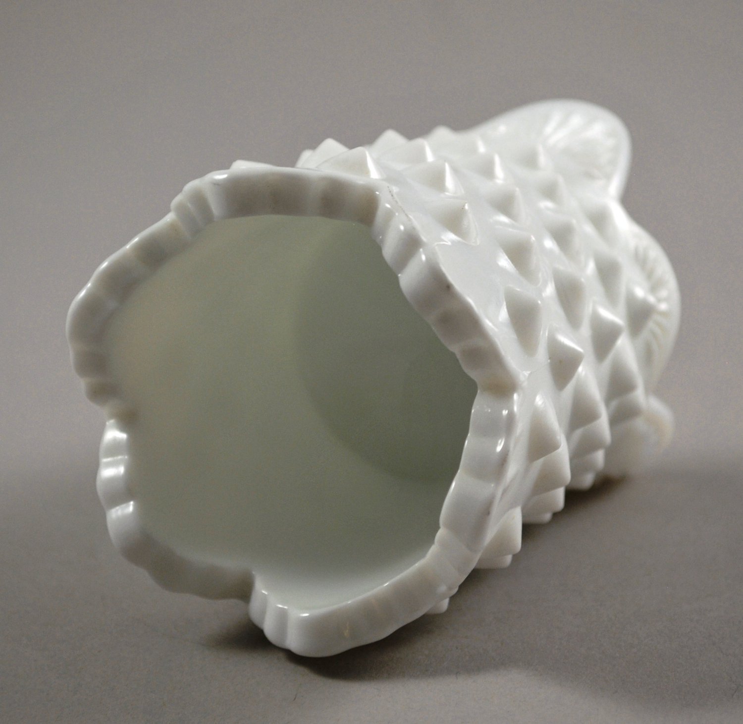 Fenton White Milk Glass Footed Hobnail Toothpick Holder
