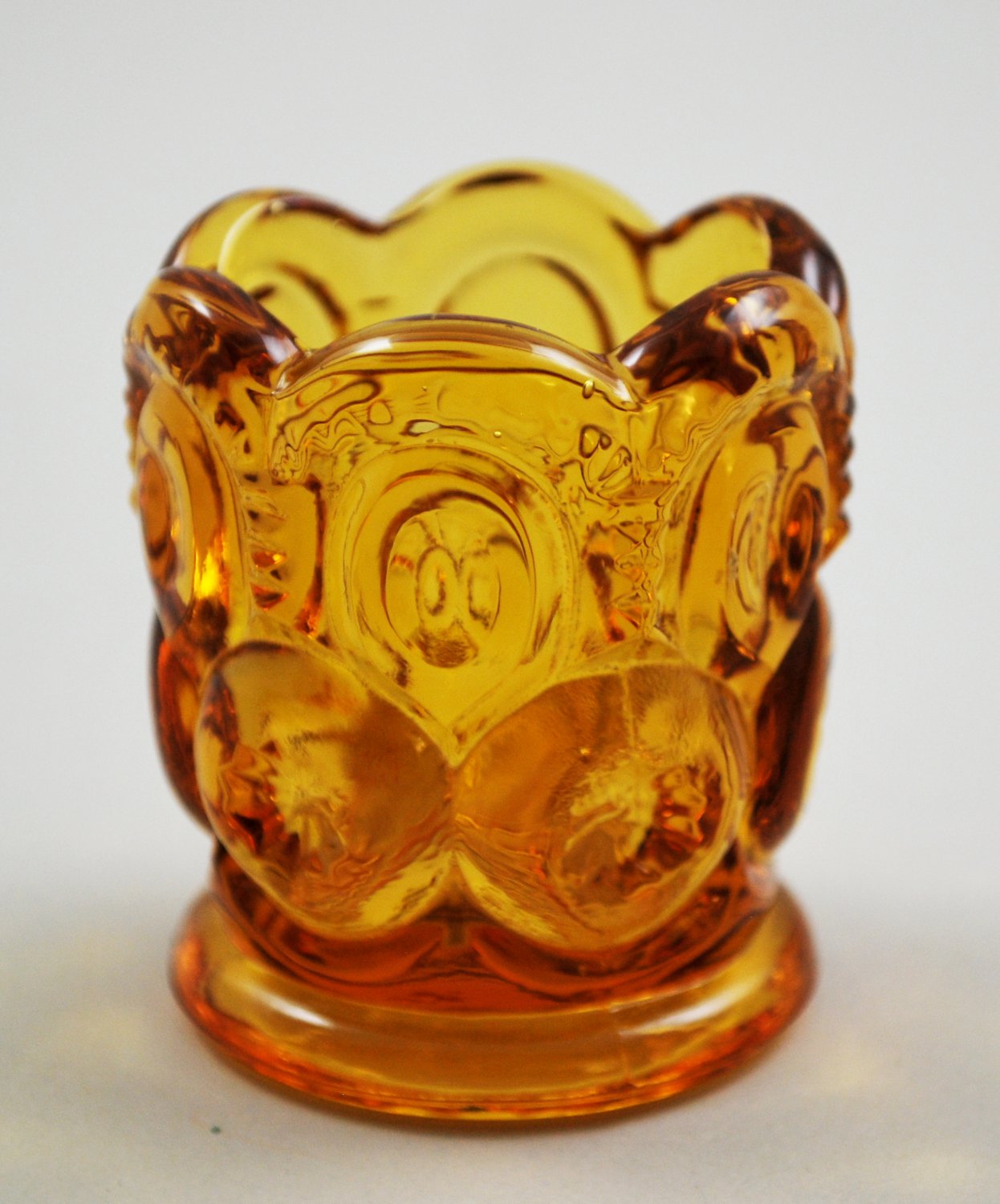 Vintage L E Smith Vintage Moon And Stars Amber Glass Toothpick Holder