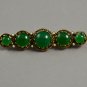 Vintage Green Glass with Faux Pearls in Goldtone Brooch Bar Pin