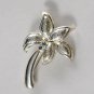Palm Tree Brooch or Pin Silvertone Metal w/ 2 Blue Rhinestones