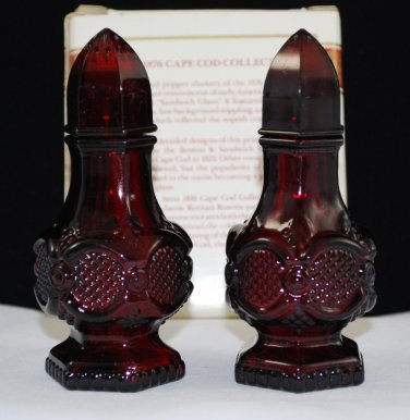 Avon 1876 Cape Cod Ruby Red Salt/Pepper Set 4 1/2" Tall Excellent Condition 