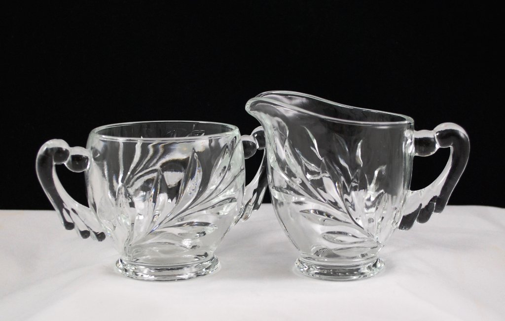 Indiana Glass Oleander Willow Clear Sugar And Creamer Set 1425