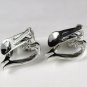 Vintage Silver Tone with Blue Rhinestones Clip Earrings