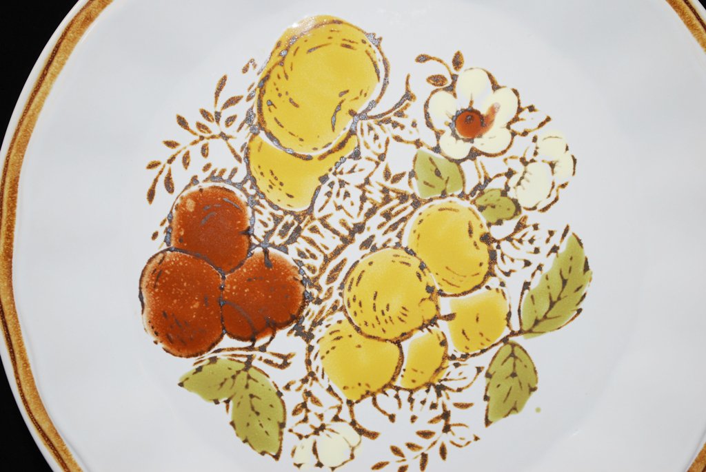 Vintage Japan Harvest Hand Painted Stoneware Dinner Plate