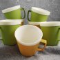 Vintage Set of 7 Harvest Gold Avocado Green Melmac Flared Thermo Mugs
